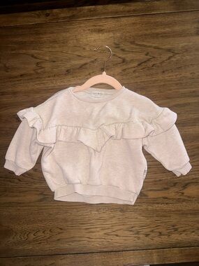 Girls' Pale Pink Ruffle Sweatshirt - Cozy Everyday Pullover